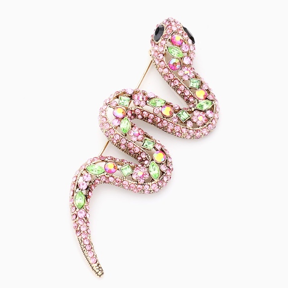 Large Snake Crystal Brooch - Picture 1 of 2